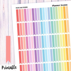Printable Solid Blank Flag Stickers, Erin Condren Planner Stickers, Monthly, Colorful, Spring, Functional, ECLP, Pastel, Solid Blank Flag