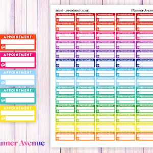 Appointment Stickers, Printable Planner Stickers, Appointment Printable Stickers, Erin Condren Life Planner, ECLP, Pastel, Bright