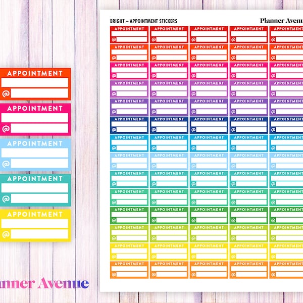 Appointment Stickers, Printable Planner Stickers, Appointment Printable Stickers, Erin Condren Life Planner, ECLP, Pastel, Bright