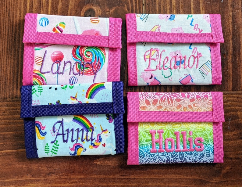 Girls Wallets W/clear Coin Pocketvelcro Closure Etsy