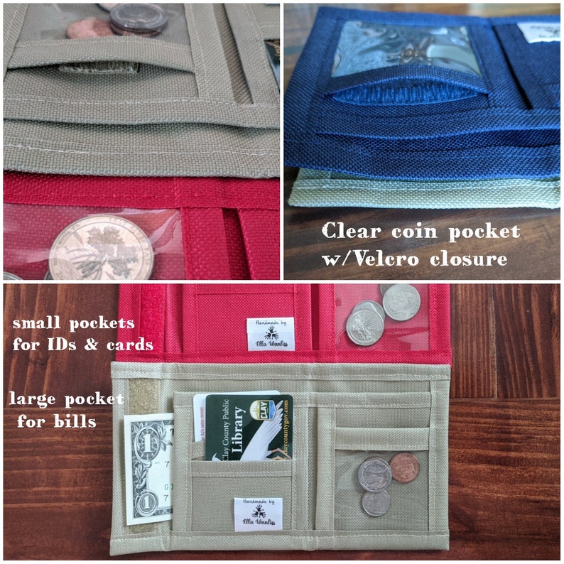 Boys Wallet W/clear Coin Pocket Velcro Closure Etsy