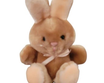 Vintage 1983 Dakin 7" Tan Bunny Rabbit Plush Pink Ears Stuffed Animal Korea