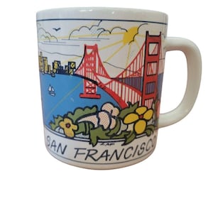 Vintage San Francisco Mug 1986 R&S Golden Gate Bridge Colorful California