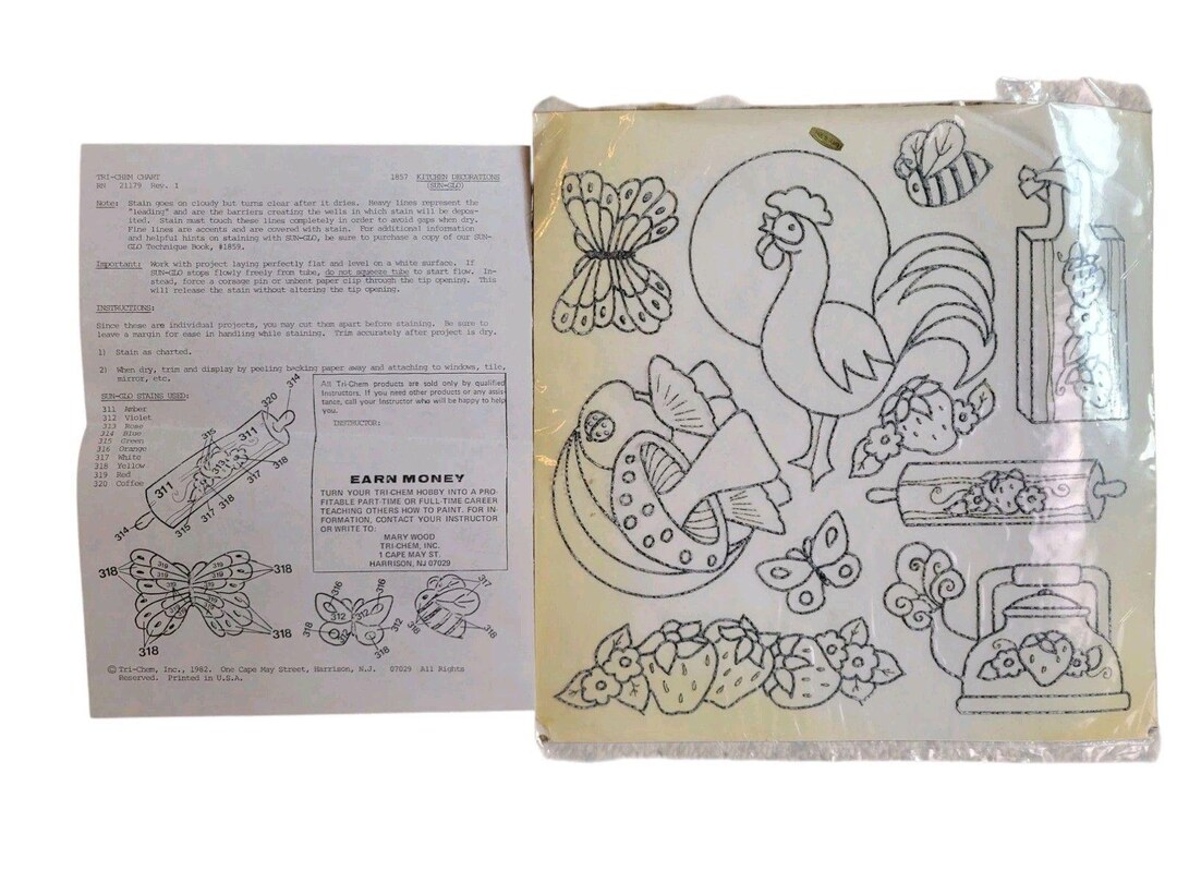 NEW 1982 Tri-chem Kitchen Decorations Sun-glo Vintage With Instructions ...