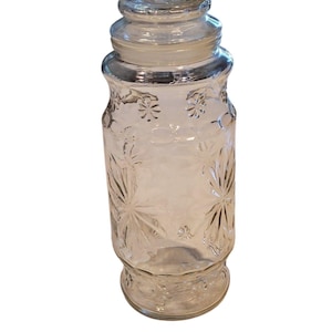 Vintage Planters Glass Jar Decanter w/Lid 1980 Mr Peanut Starburst Pattern 9.5&quot;