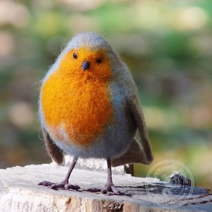 Needle felted bird. Needle felted animal. Little bird. Robin bird. Miniature. Wool Sculpture.