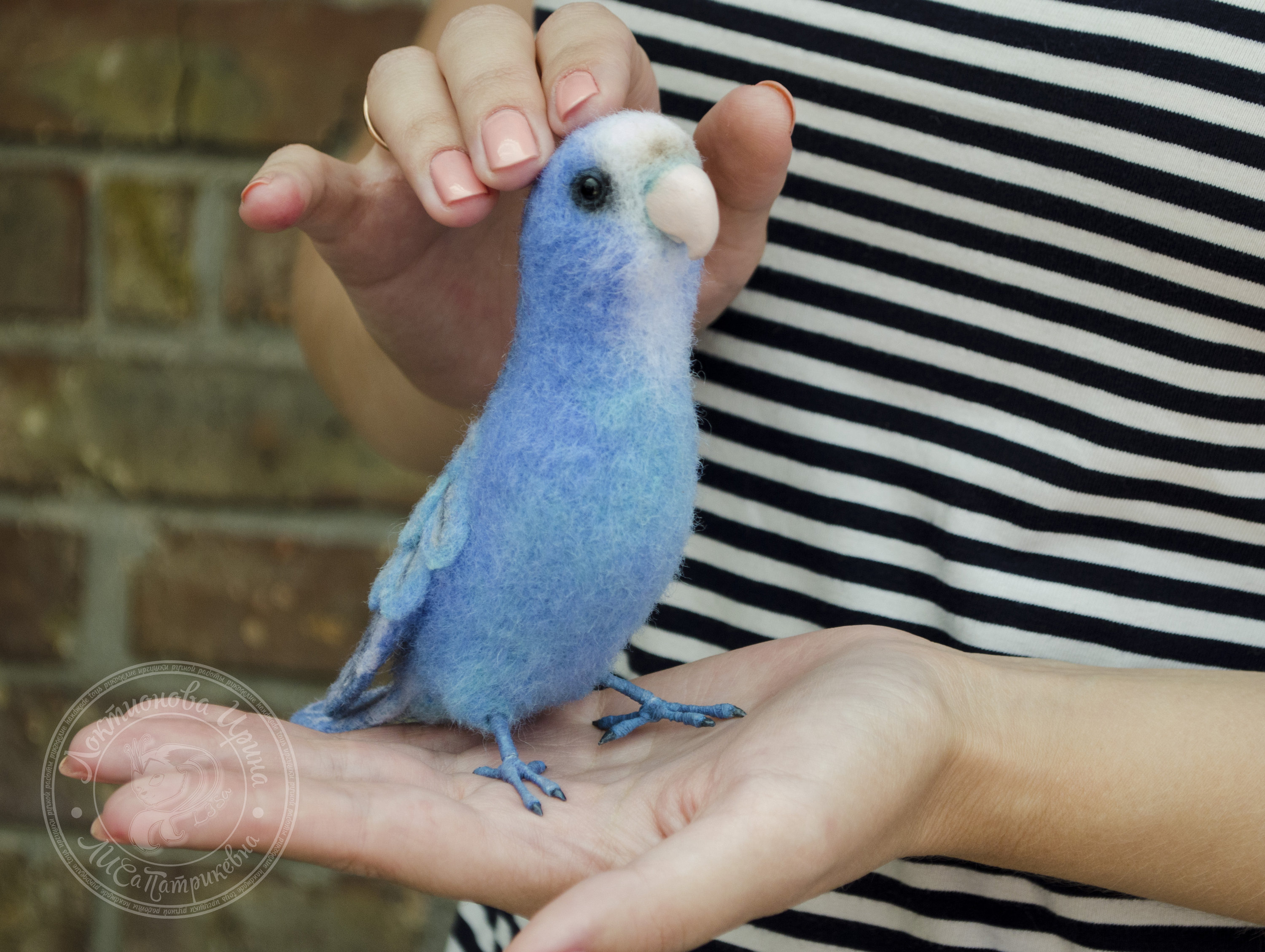 Blue Parrot,bird Sculpture, Pacific Parrot Felted Bird