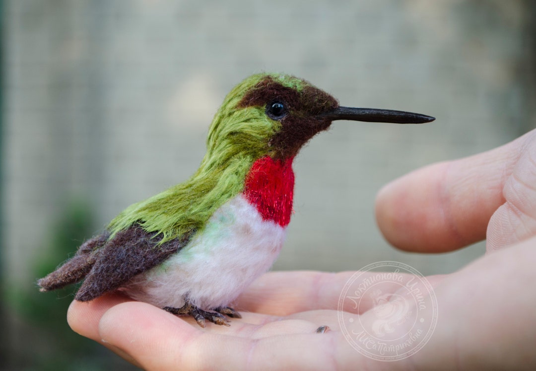Felted Hummingbird Needle Felted Ruby Hummingbird Miniature: Wool Bird Sculpture - Etsy
