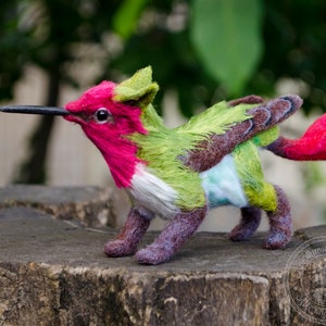 Only on order.  Griffin-hummingbird felted sculpture.  Fantastic animal griffin.  Collection toy, pet for doll.