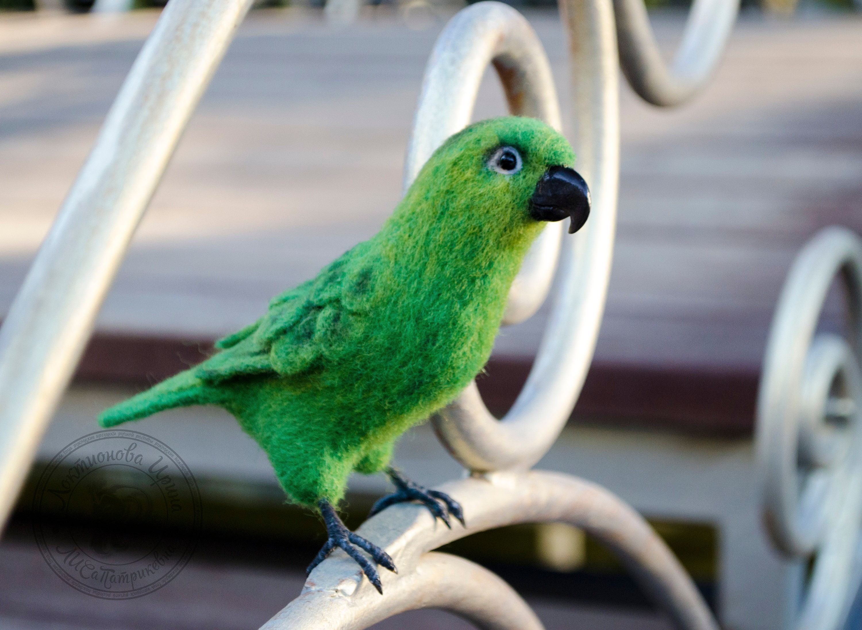 Green  parrot Bird sculpture Pacific parrot Felted bird Needle felted Animals Bird collection Realistic bird Only on order
