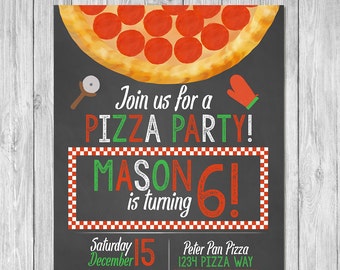 pizza party invite etsy