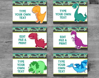 dinosaur food label etsy