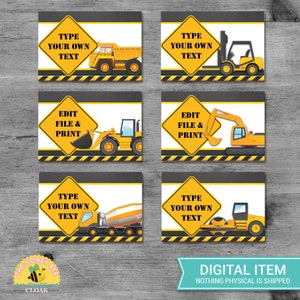 Construction Birthday Food Tent Labels Chalkboard | Dump Truck Buffet Tent  Cards| Construction Birthday Party Printables 1st Birthday 100862