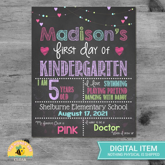 Printable Back to School Sign Personalized First Day of School Sign PRINTABLE First Day of School Sign Any Grade Chalkboard Photo Prop