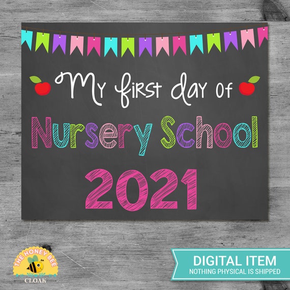 First Day Of Nursery School 21 Chalkboard Sign Printable Etsy First Day Of Nursery School 21 Chalkboard Sign Printable Etsy