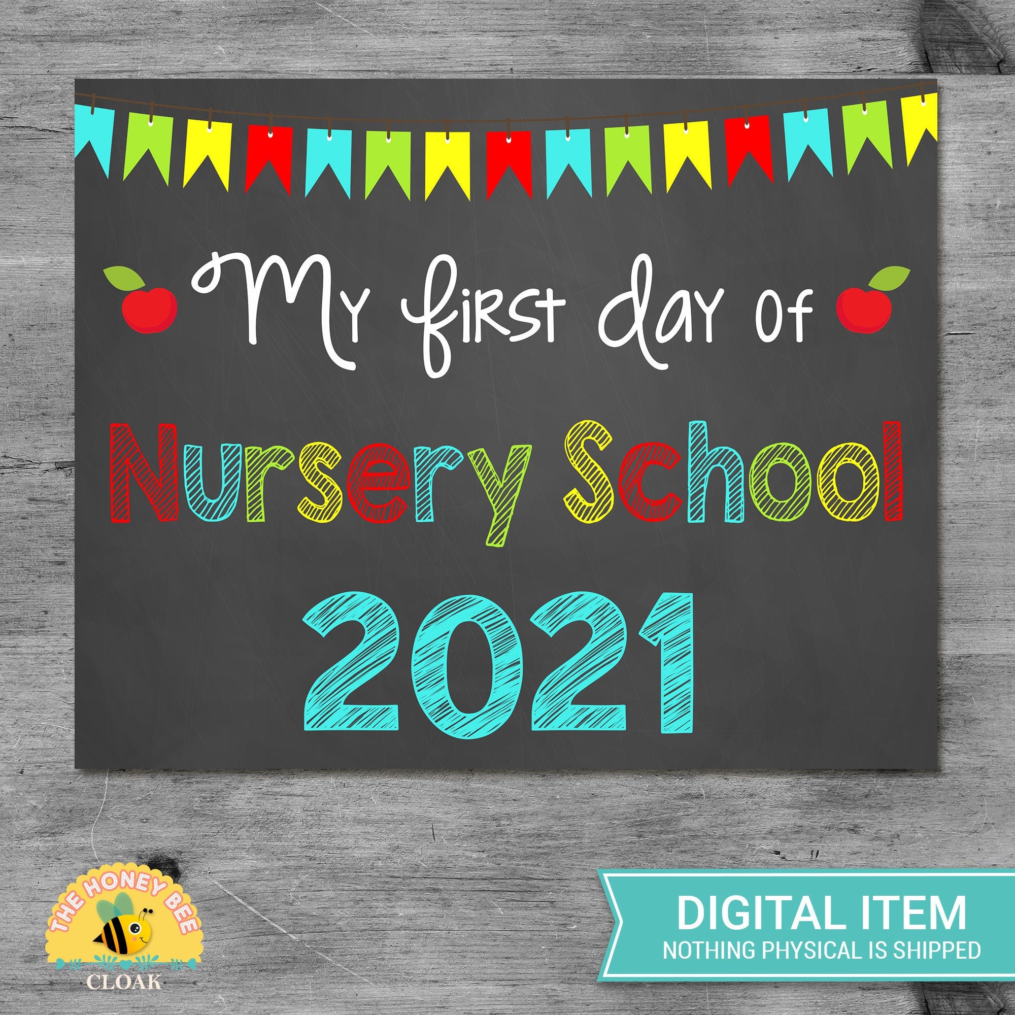 First Day of Nursery School 2021 Chalkboard Sign Printable | Etsy