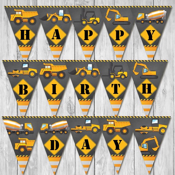 Construction Birthday Banner Chalkboard Dump Truck Birthday Etsy