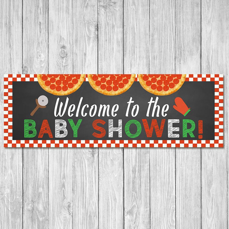 Pizza Party Baby Shower Welcome To The Baby Shower Banner 1x3 Etsy