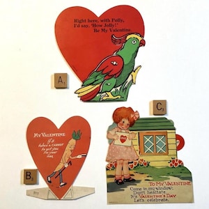 Choice of Larger size vintage valentines. Classroom valentines circa 1940s.