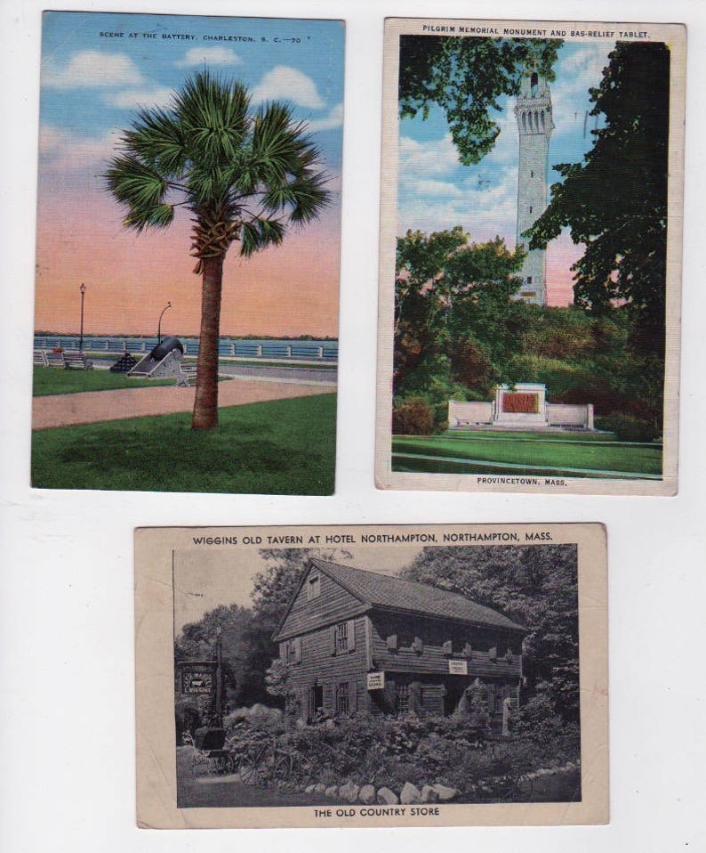 Minnesota Michigan 4 are linen 1912-1944 Travel Oklahoma New York Lot of 10 vintage postcards North and South Carolina Massachusets