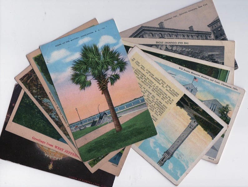 Minnesota Michigan 4 are linen 1912-1944 Travel Oklahoma New York Lot of 10 vintage postcards North and South Carolina Massachusets