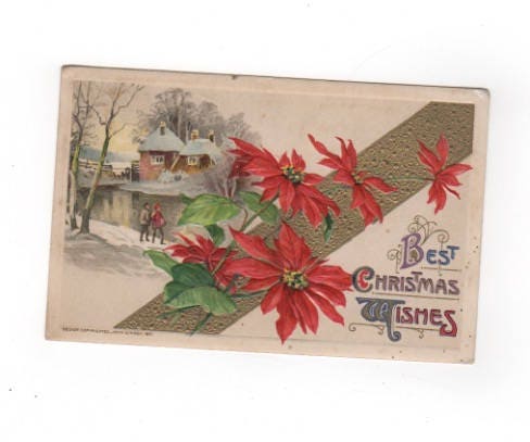 Best Christmas Wishes. Antique Postcard Embossed With Gold - Etsy