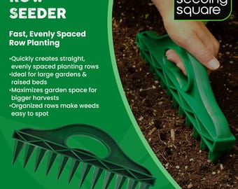 The Row Seeder by Seeding Square – Handheld Seed & Seedling Spacing Tool for Rows and Seed Trays – for Vegetables, Flowers and Herbs