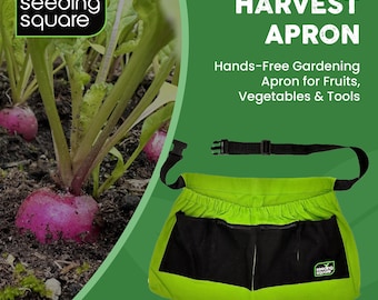 Seeding Square Harvest Apron Hands-Free Gardening Apron for Fruits, Vegetables, Tools – Adjustable, Durable, Washable