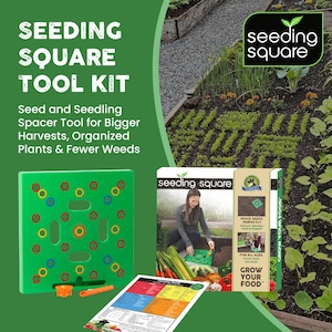 Seeding Square - Seed and Seedling Spacer Tool for Bigger Harvests, Organized Plants & Fewer Weeds – Color-Coded Gardening Template