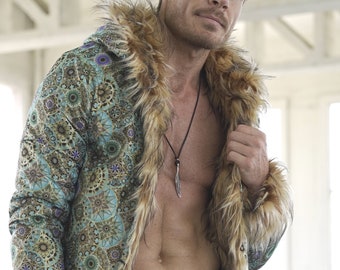 Reversible Faux Fox Fur Coat: Sultan Tales Bohemian Playa Jacket