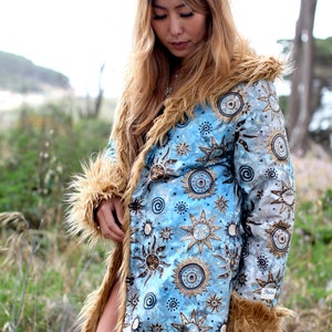 Oregon Eclipse Festival Coat Burning Faux Fur Bohemian Funky Man Disco Festival Fashion Clothing Men&#39;s Fur Coat Jacket Symbiosis