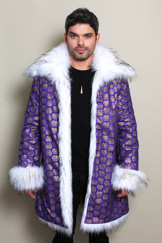 Mens purple store fur coat