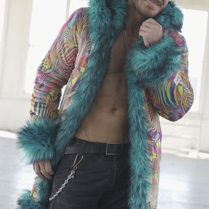 Cosmic Blue Rave Outfit Burning Man Festival Faux Fur Psychedelic Art ...