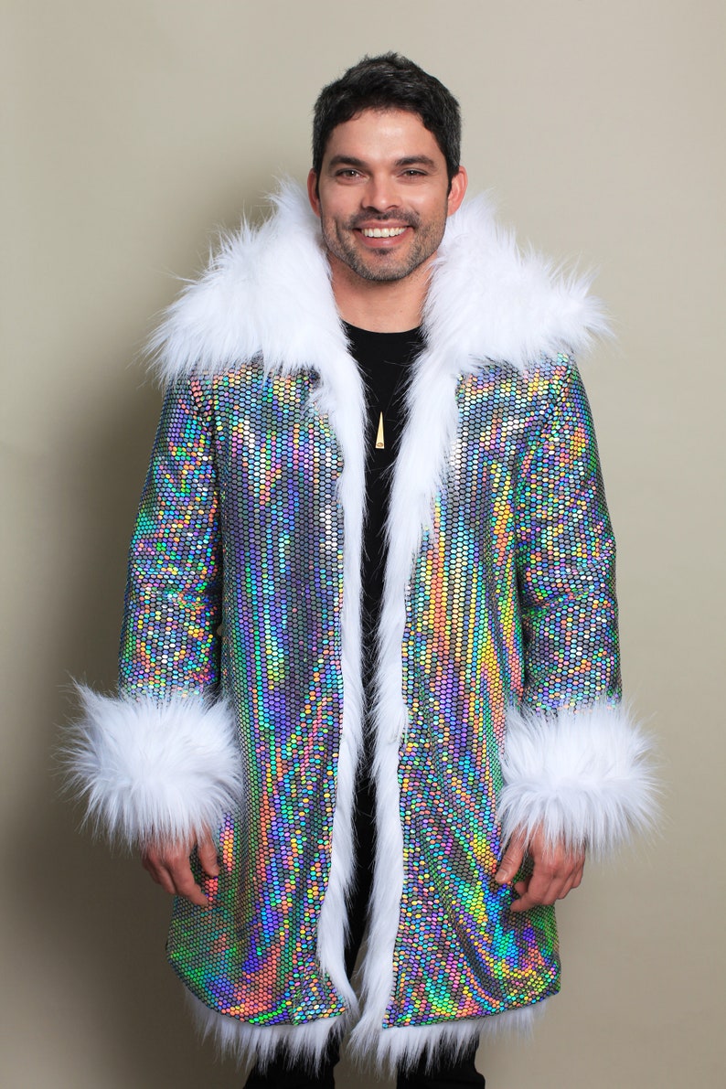 Disco Festival White Faux Fur Coat Rave Burning Man Costume Etsy