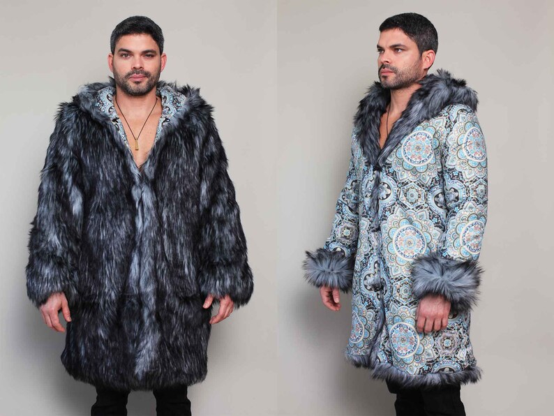 Wolf Fur Coat >> Night Sky Festival Jacket Men Faux Gray Wolf Fur Coat Tribal Etsy Wolf Fur Coat >> Night Sky Festival Jacket Men Faux Gray Wolf Fur Coat Tribal Etsy