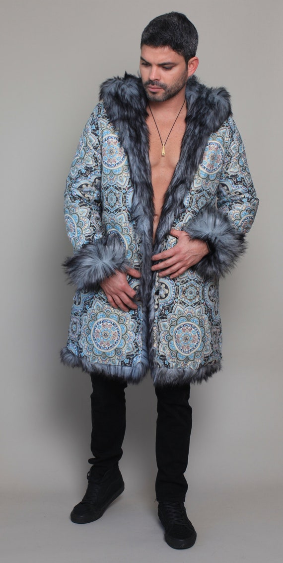 Wolf Fur Coat >> Night Sky Festival Jacket Men Faux Gray Wolf Fur Coat Tribal Etsy Wolf Fur Coat >> Night Sky Festival Jacket Men Faux Gray Wolf Fur Coat Tribal Etsy