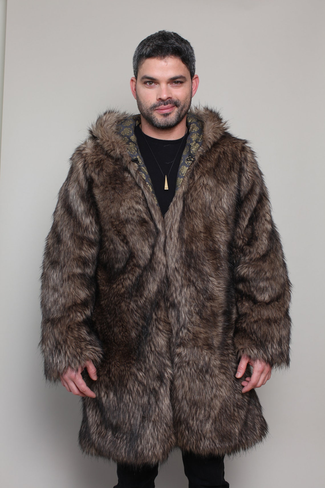 Brown Faux Fur Man Bear Coat Brown Fur Festival Hippie Boho Etsy