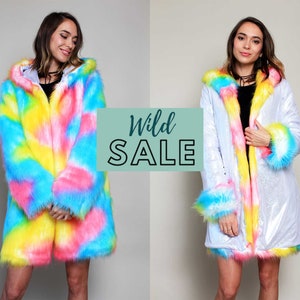 Rainbow Pride Unicorn Festival Birthday Gift Costume Playa Coat Colorful Outfits Fake Fur Shiny Jacket Clothing Women Rave image 1