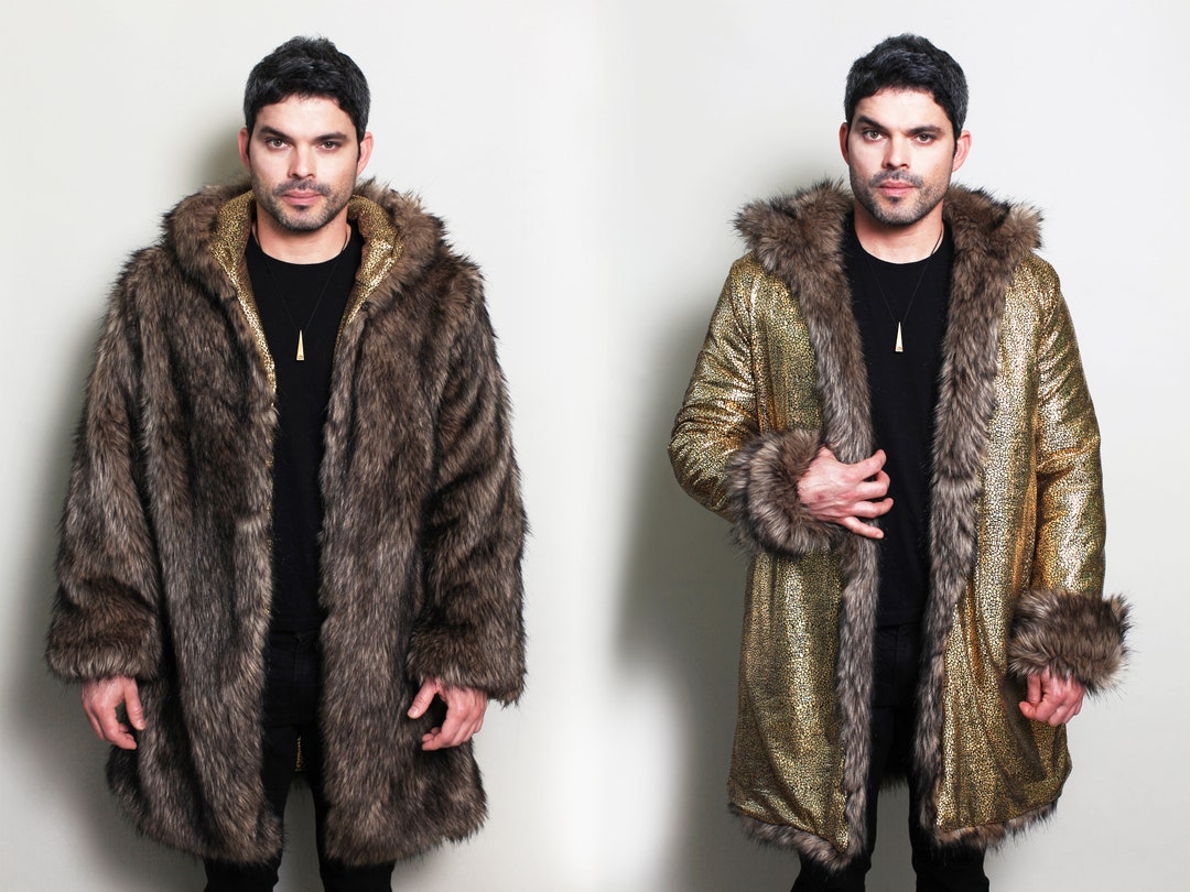 Golden Bear Fur Coat Festival Man Women Faux Costume Festival Mens ...