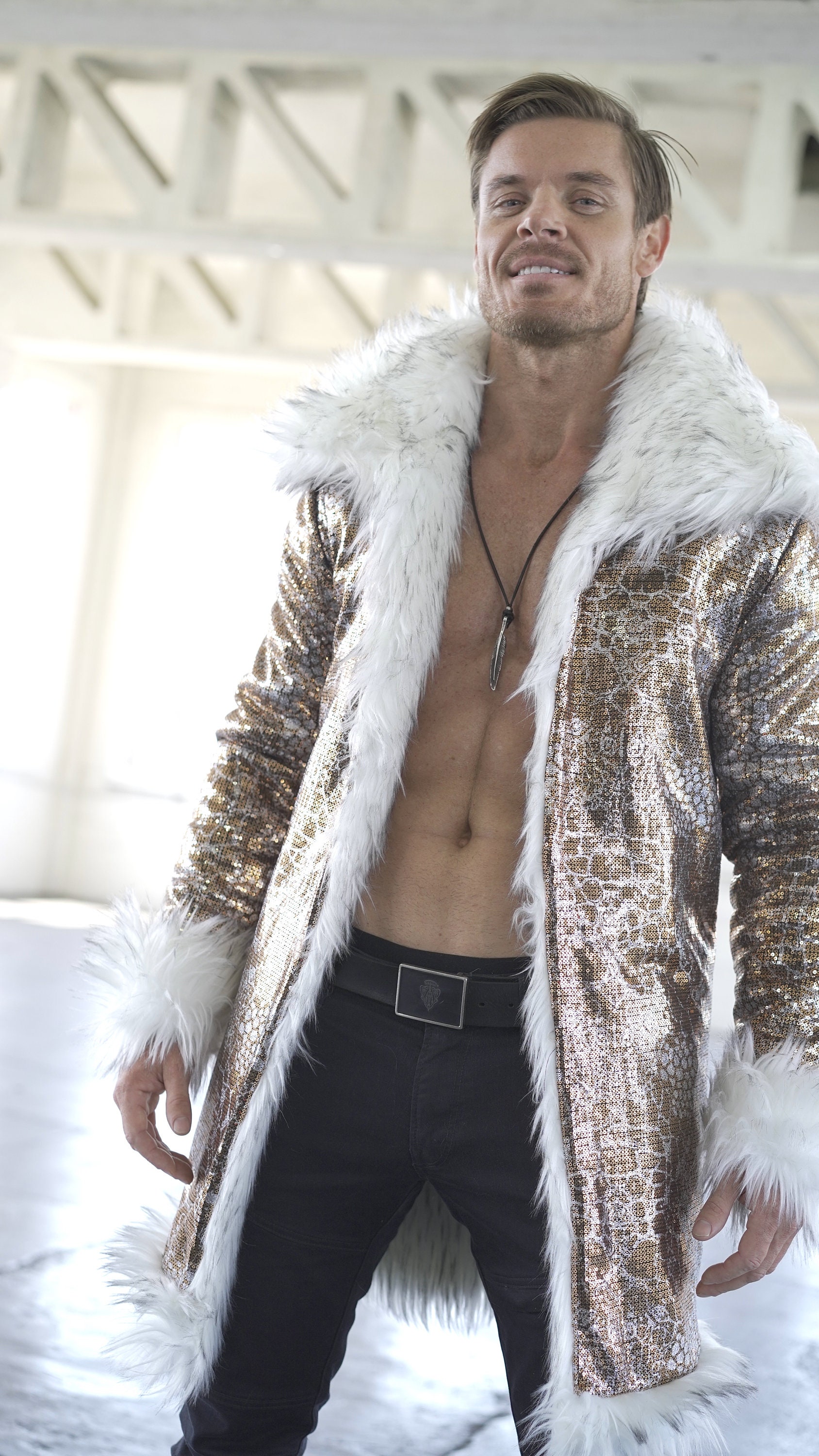 Gold Faux Fur Coat - Etsy