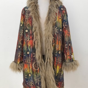 Eclipse Brown Unisex Halloween Festival Coat Costume  Faux Fur Bohemian Hippie Festival Burning Clothing Men&#39;s Fur Coat Mens Jacket