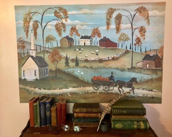 Pumpkin Cart Man Mural print