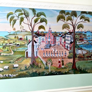 Colonial Boston Mural in three panels