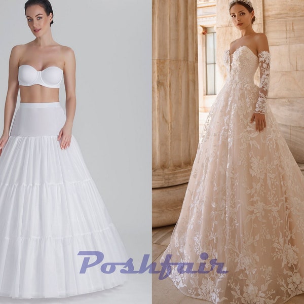 Wedding Dress Crinoline Multi-Layer Petticoat/Aline Wedding Gown Bridal Petticoat with Ruffles, Hoops and Bones/Light Underskirt P-270 cm
