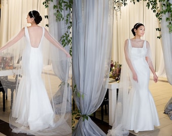 SAMPLE Sale - Tara - Mikado Mermaid Wedding Dress Square neckline Low back