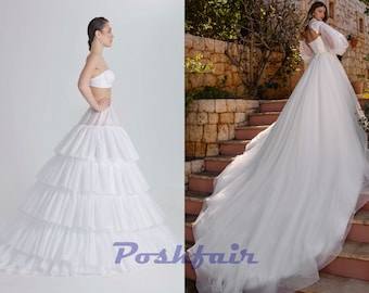 Tailed Petticoat for Wedding Dress/Long Tail Boned Bridal Petticoat for Aline Dress/Crinoline Underskirt for Bridal Gown/P-370 cm