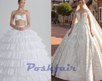 Wedding Dress Crinoline Multi-Layer Petticoat / Ball Gown Bridal Petticoat with Ruffles, Hoops and Bones / Light Underskirt P-430 cm