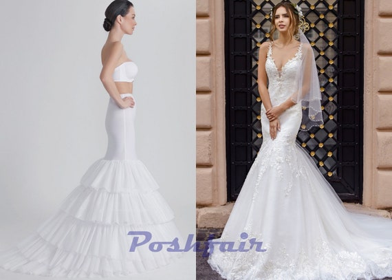 2 Hoop Fishtail Mermaid Wedding Dress Bridal Petticoat Slips Underskirt 