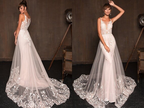 blush sheath wedding dress