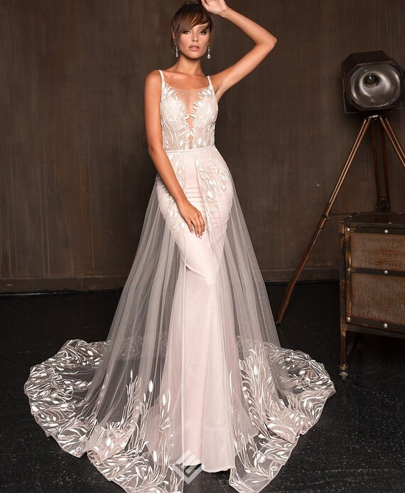 Kamelia Sheath Boho Style Wedding Dress Soft Etsy